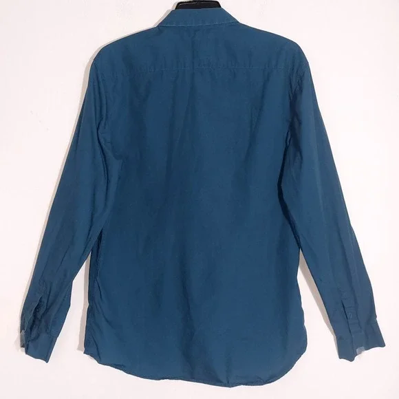 Kin by John Lewis Teal Blue Button Down Shirt Long Sleeve Pocket Casual Womens M - Picture 5 of 8